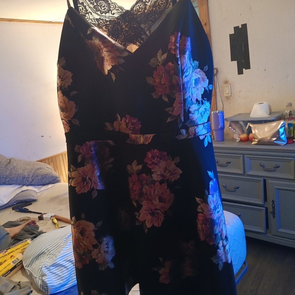 Floral Lace Black Dress